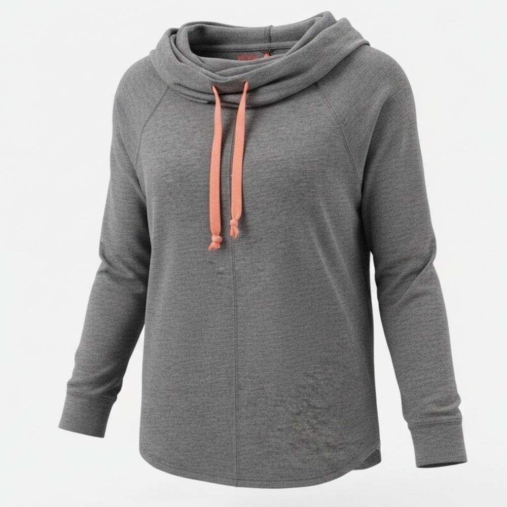 Derek Heart M Gray Cowl Neck Hoodie Sweatshirt Athleisure Casual Soft Cozy Top